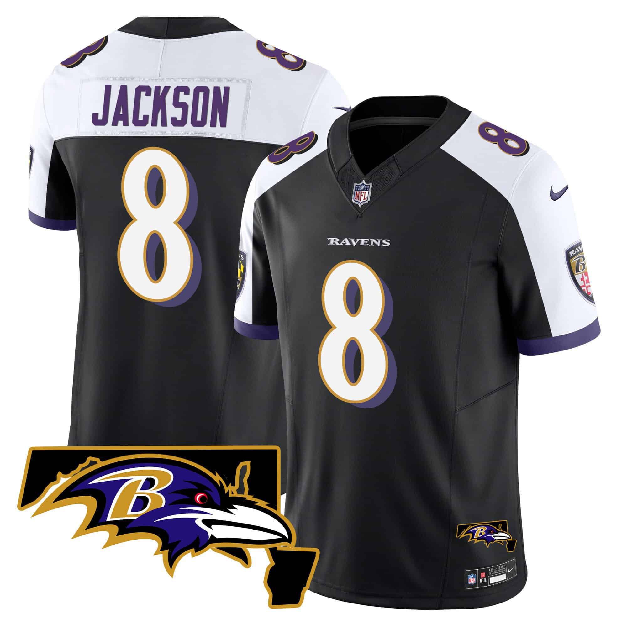 Men Baltimore Ravens #8 Jackson Black 2024 Nike Maryland Patch Vapor Limited NFL Jersey->indianapolis colts->NFL Jersey